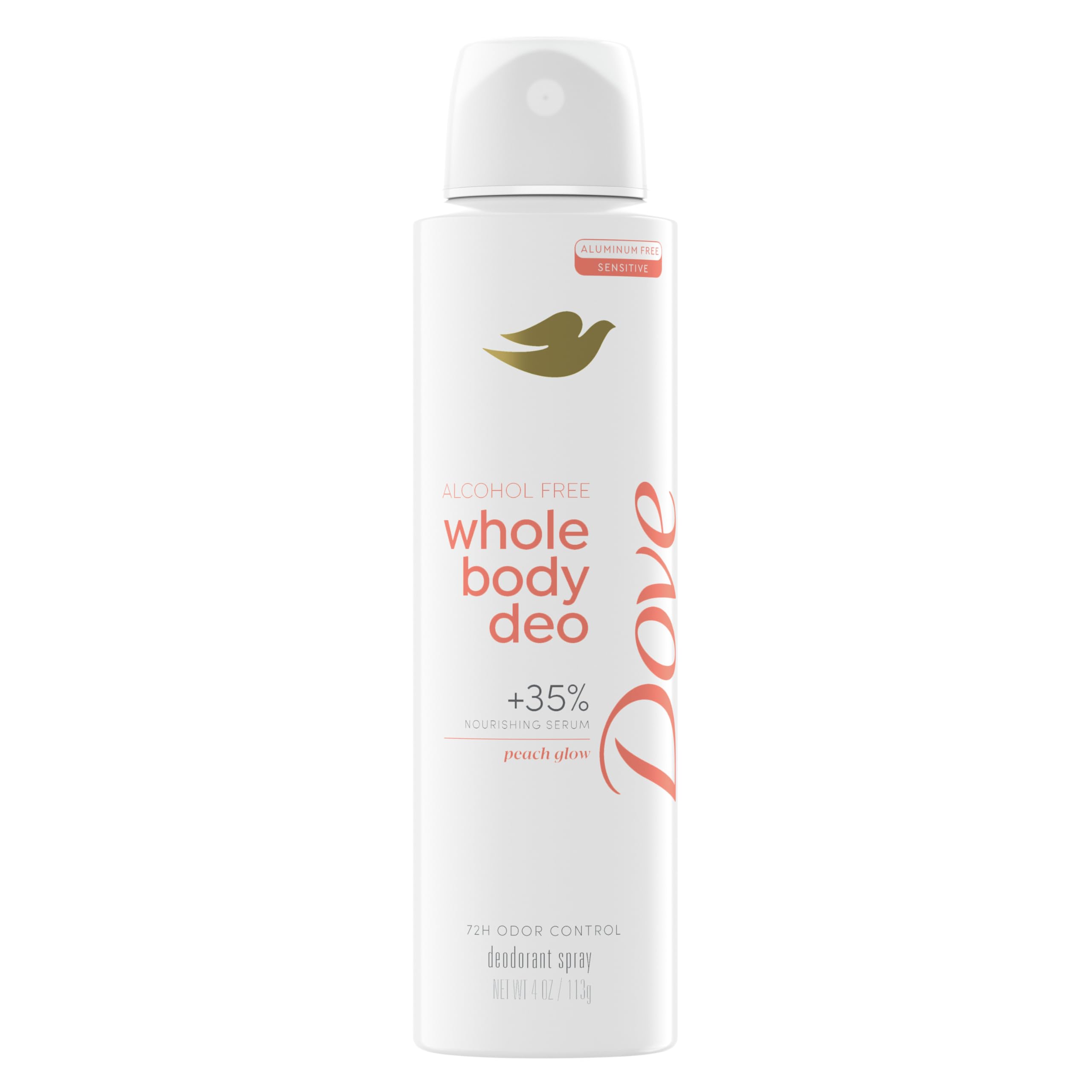 Dove Whole Body Deo Alcohol Free Deodorant Spray for Women Peach Glow 4 oz