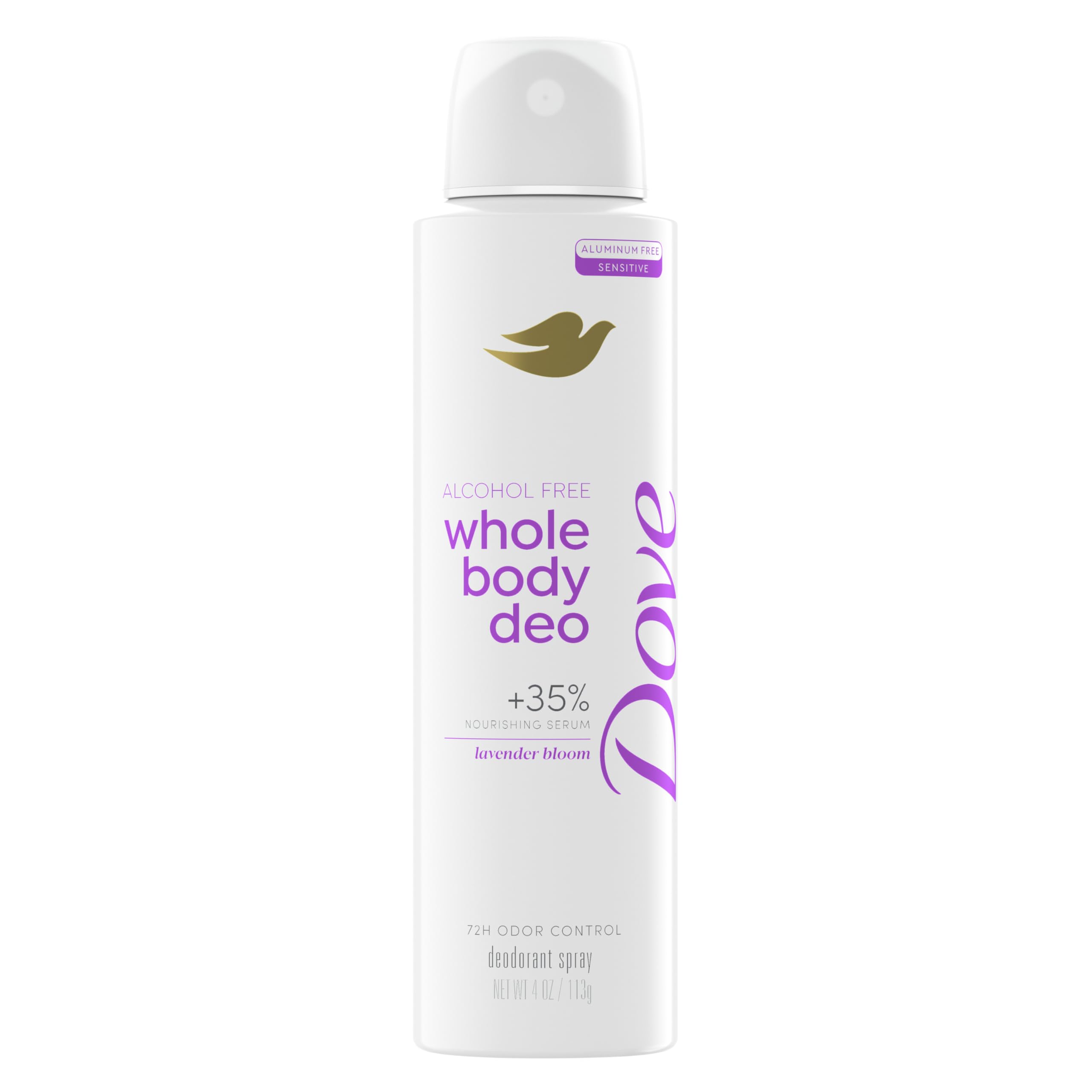 Dove Whole Body Deo Alcohol Free Deodorant Spray for Women Lavendar Bloom 4 oz