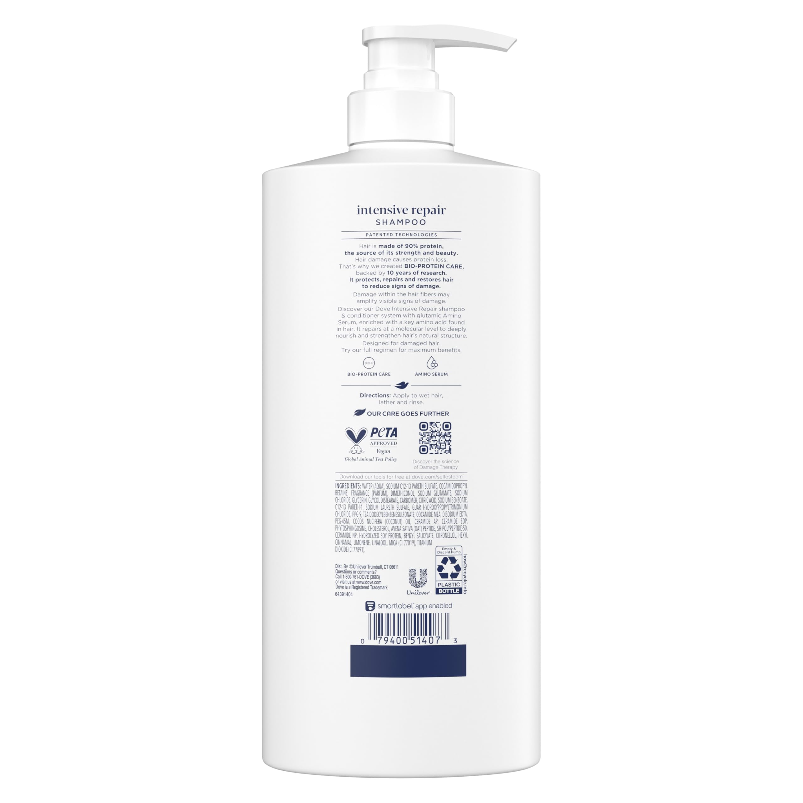 Dove Shampoo Intensive Repair for Damaged Hair with Bio-Protein Care Technology and Amino Serum 28 Fl Oz