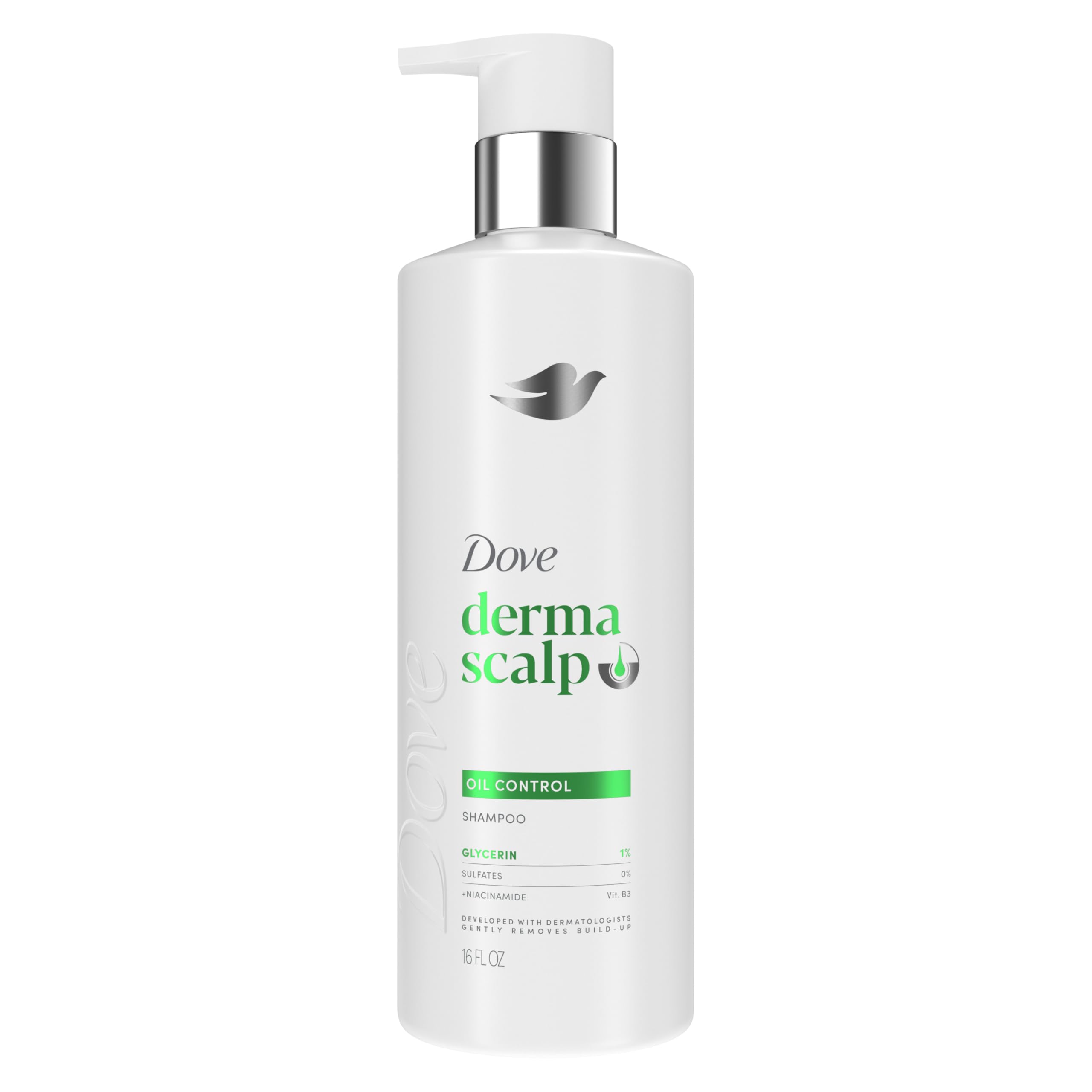 Dove Derma Scalp Shampoo 1 ct Oil Control for Gentle Build-Up Removing, with Glycerin, 16 oz