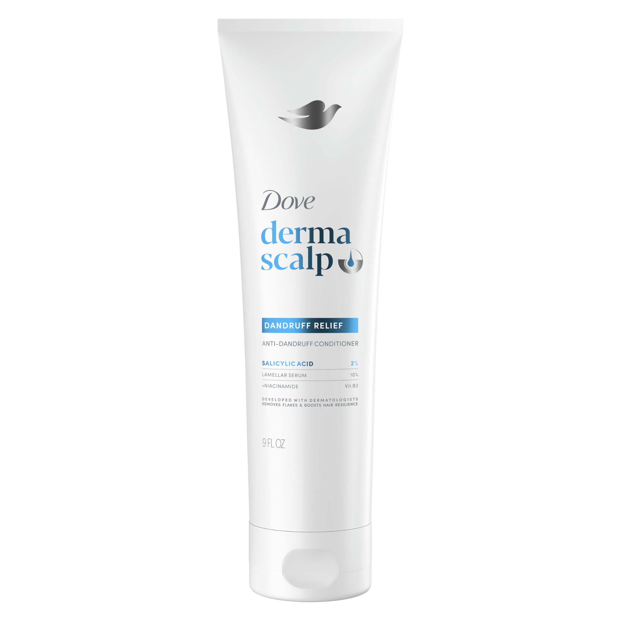 Dove Derma Scalp Dandruff Relief Conditioner 1 ct with Salicylic Acid, Lamellar Serum and Niacinamide for Removing Flakes & Boosting Hair Resilience 9 oz