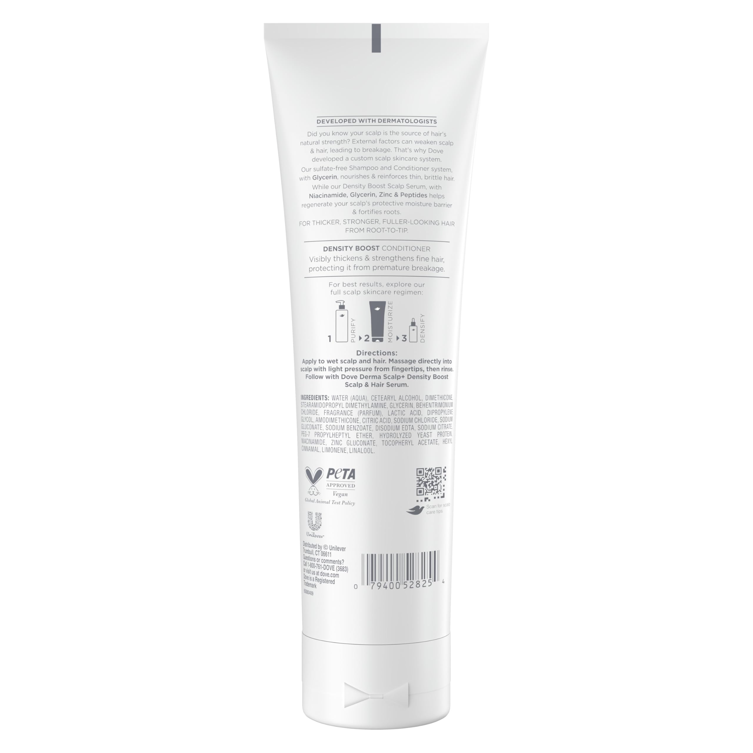 Dove Derma Scalp Conditioner 1 ct Density Boost for 4x More Visible Fullness, with Glycerin, 9 oz