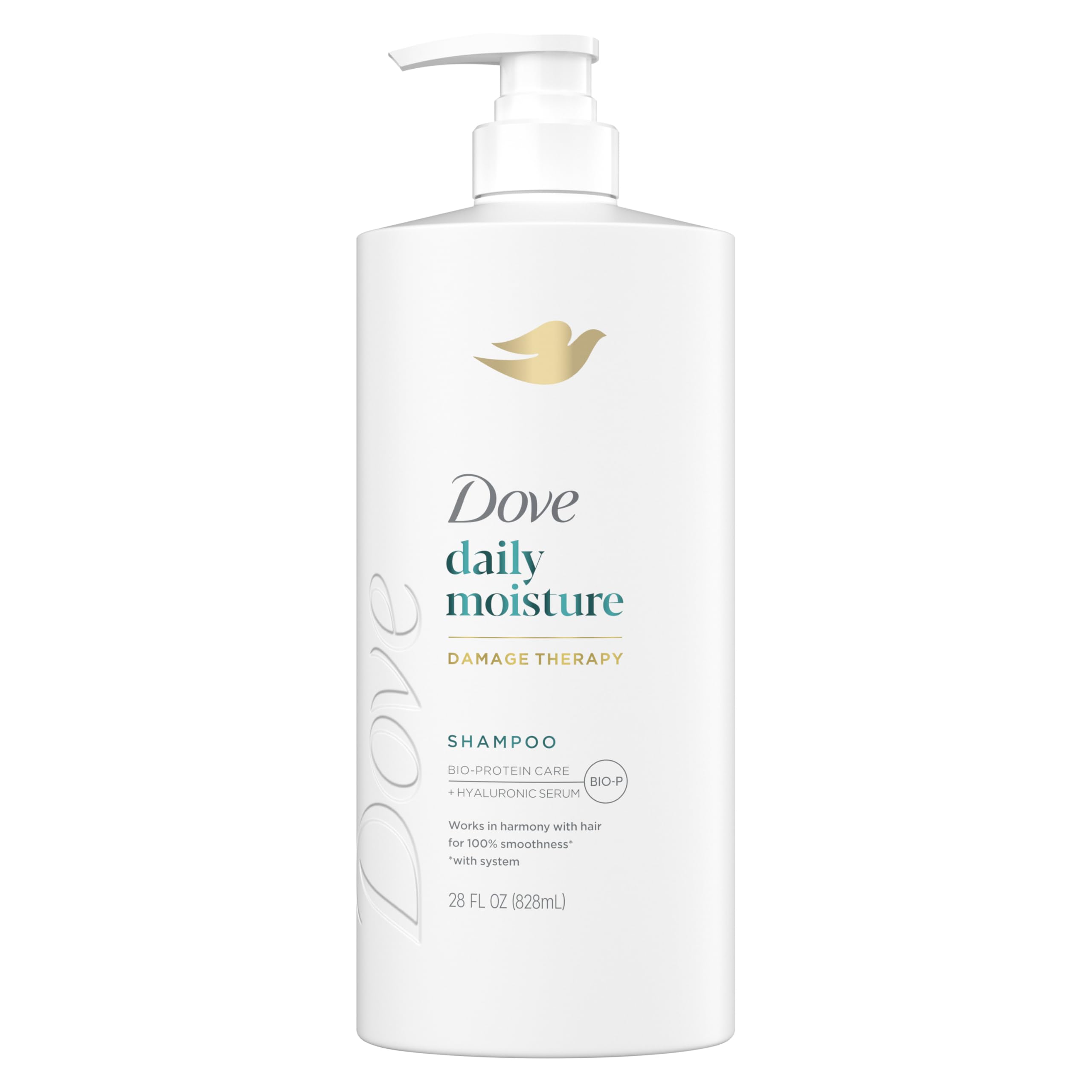 Dove Damage Therapy Shampoo Daily Moisture for Dry Hair with Bio-Protein Care Technology and Hyaluronic Serum 28 Fl Oz