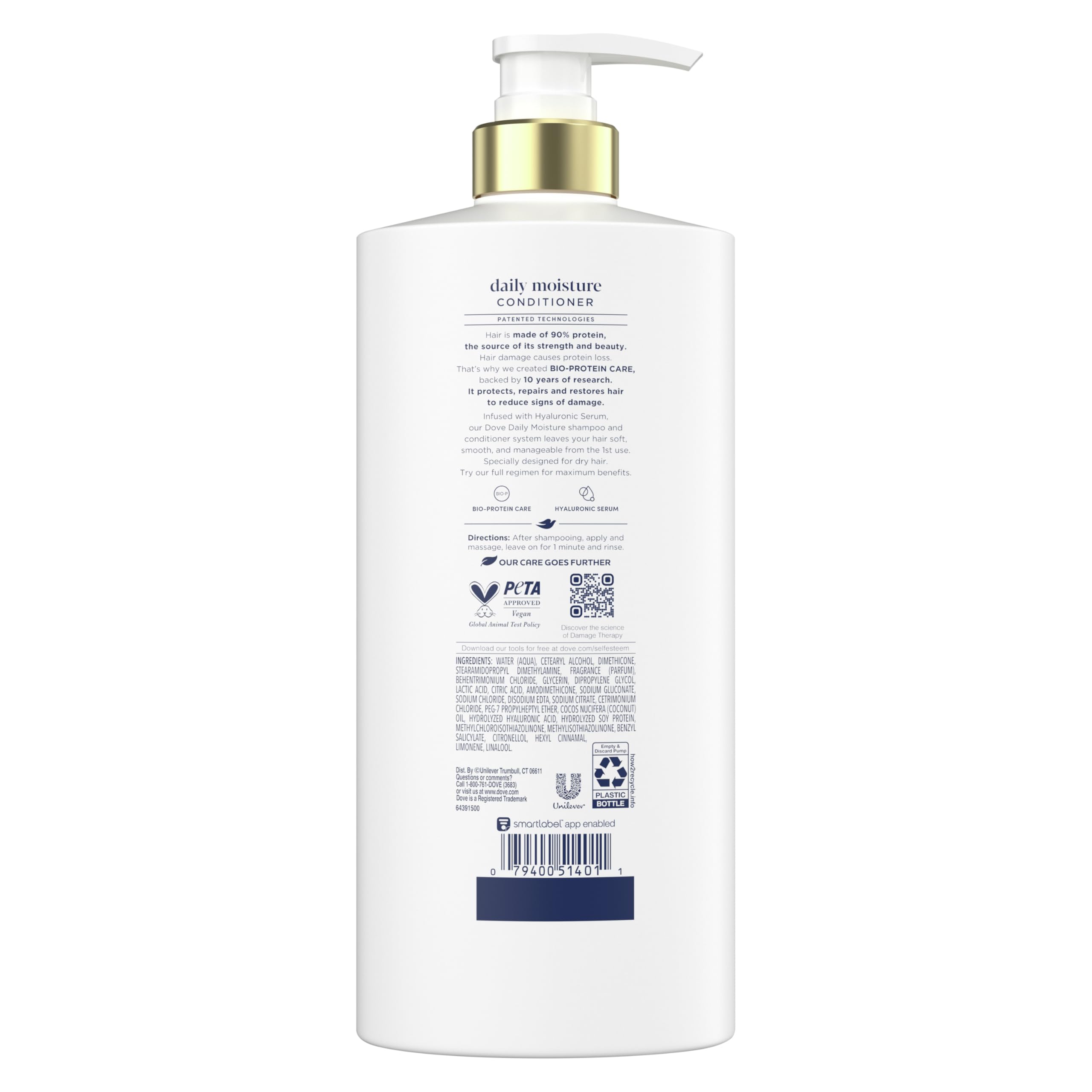 Dove Conditioner Daily Moisture for Dry Hair with Bio-Protein Care Technology and Hyaluronic Serum 28 Fl Oz