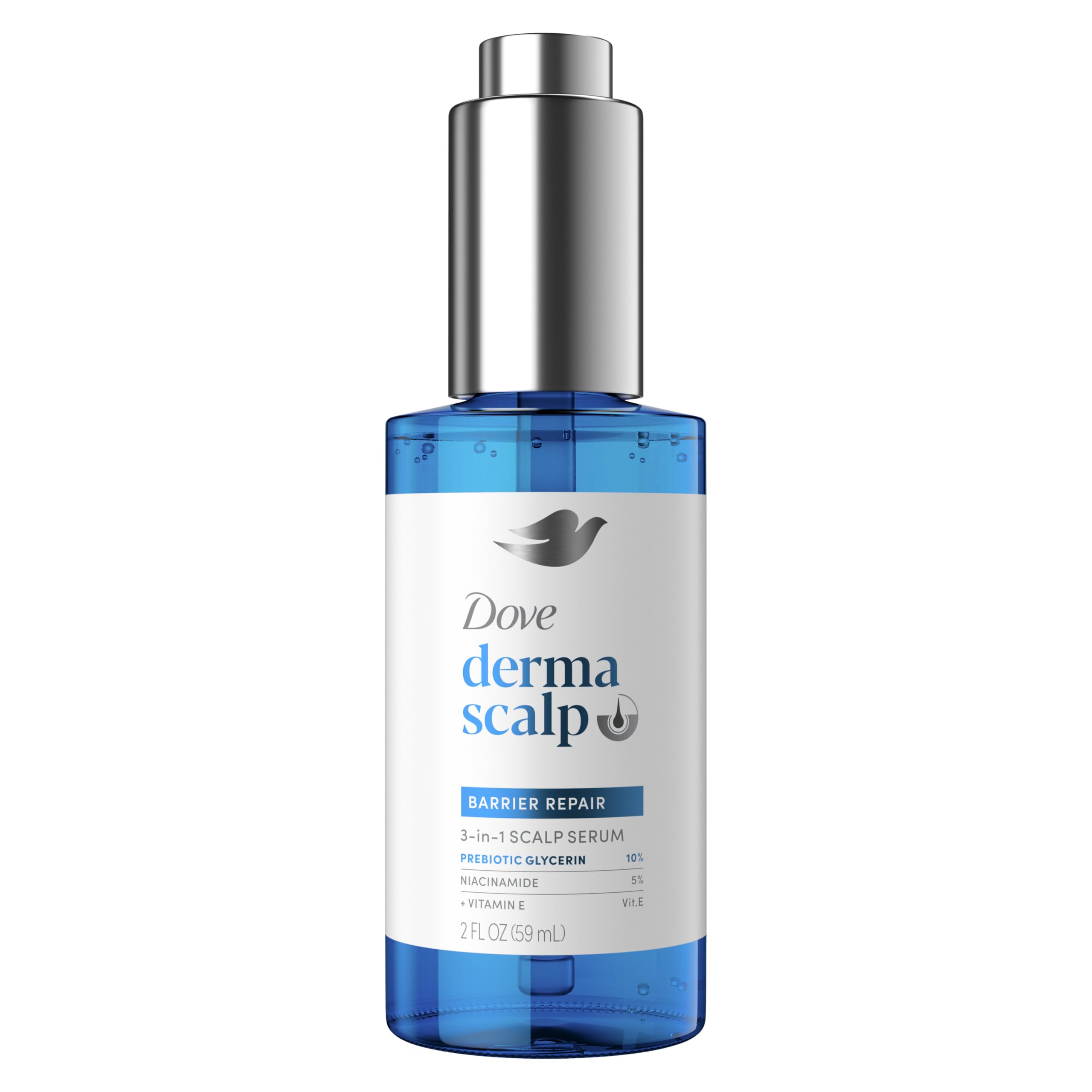 Dove Derma Scalp Dandruff Relief 3-in-1 Barrier Repair Serum 1 ct with Prebiotic Glycerin, Niacinamide and Vitamin E for Dandruff-Prone, Flaky, Dry Scalp 2 oz