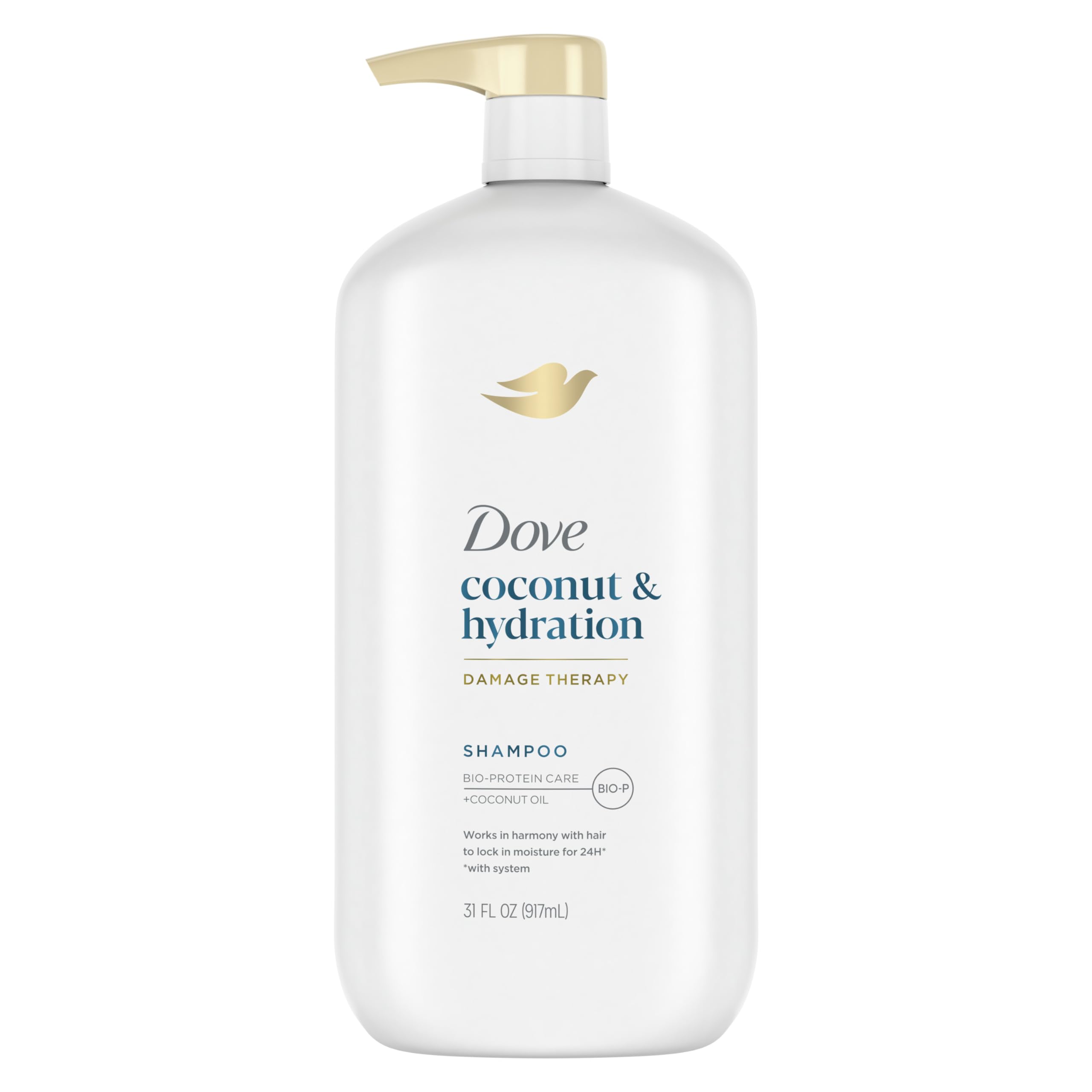 Dove Shampoo Coconut & Hydration Pack of 4 For Dry Hair Shampoo with Oil Blend of Coconut, Jojoba & Sweet Almond 31 oz