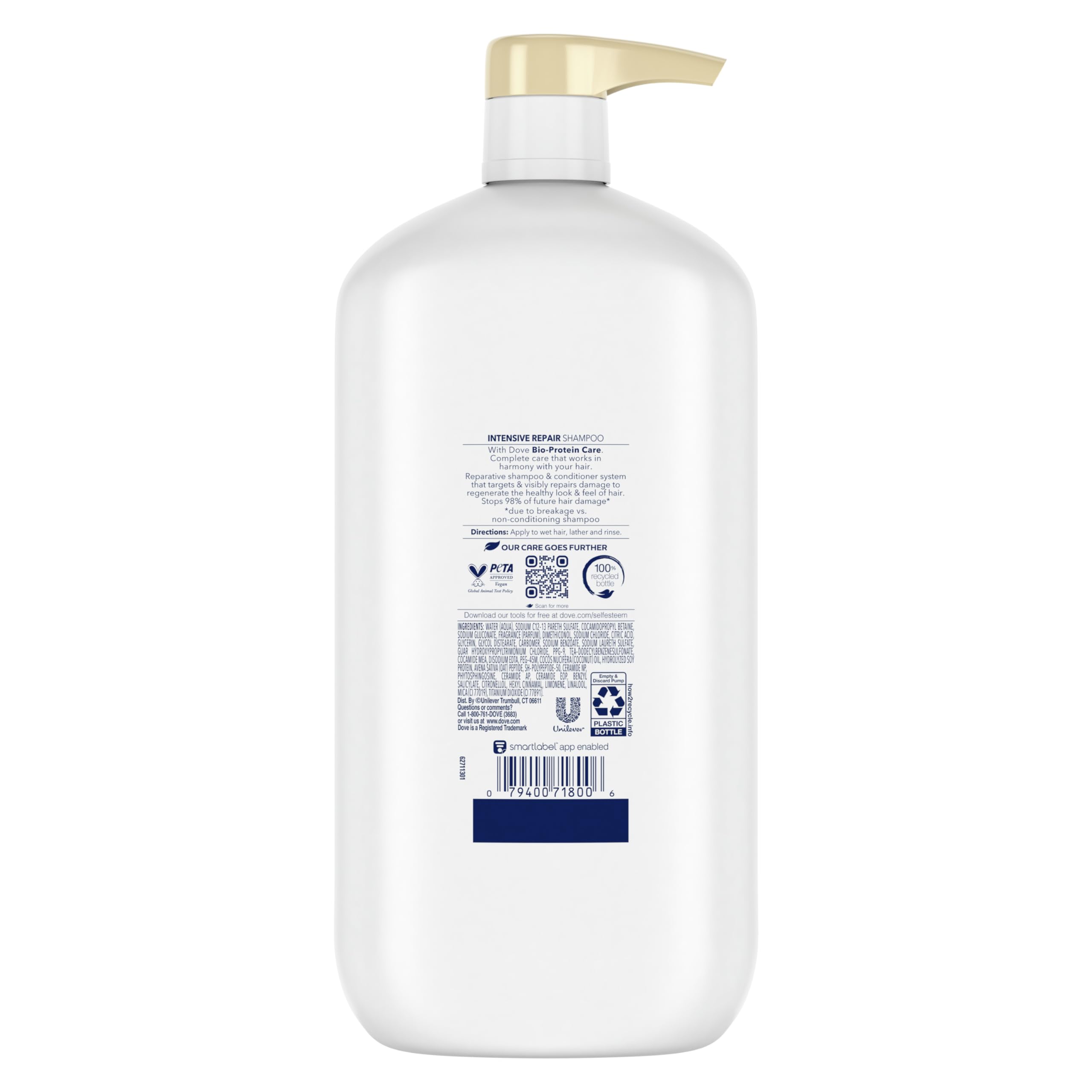 Dove Shampoo Intensive Repair Pack of 4 for Damaged Hair Shampoo with Bio-Restore Complex 31 oz