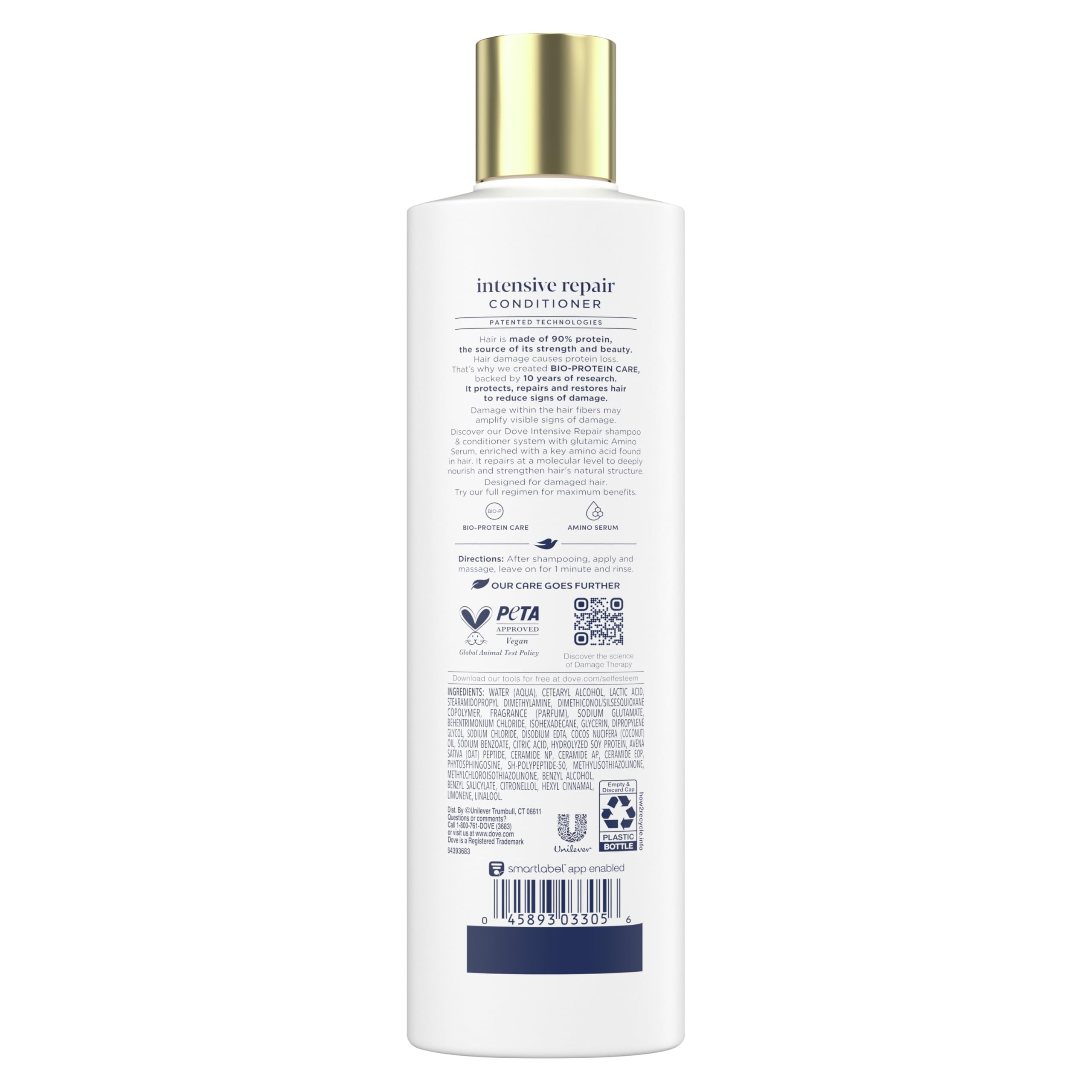 Dove Conditioner Intensive Repair 4 count for Damaged Hair Bio-Protein Care Technology and Amino Serum 12 oz