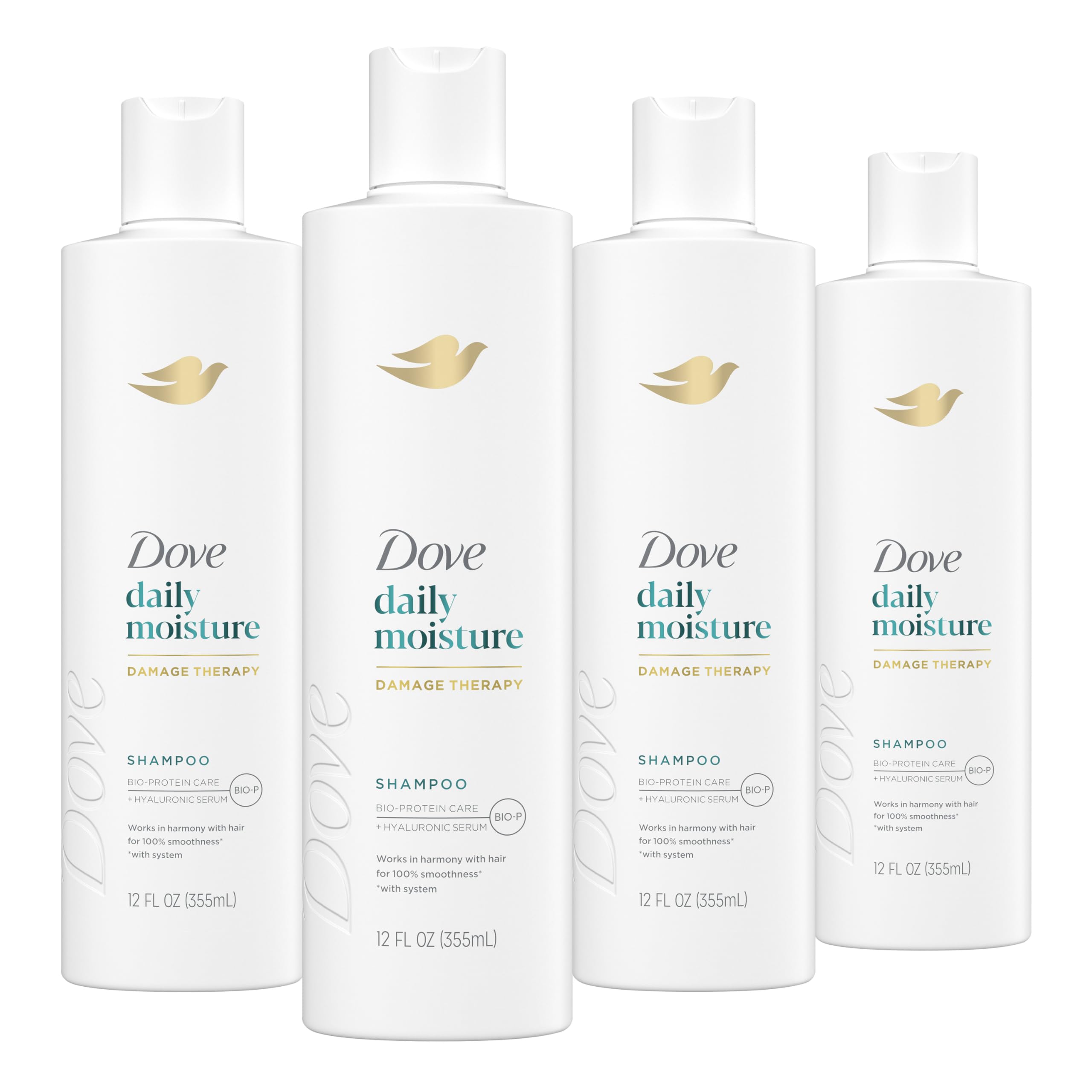 Dove Nutritive Solutions Moisturizing Shampoo 4 Count for Dry Hair Daily Moisture with Pro-Moisture Complex for Manageable and Smooth Hair 12 oz