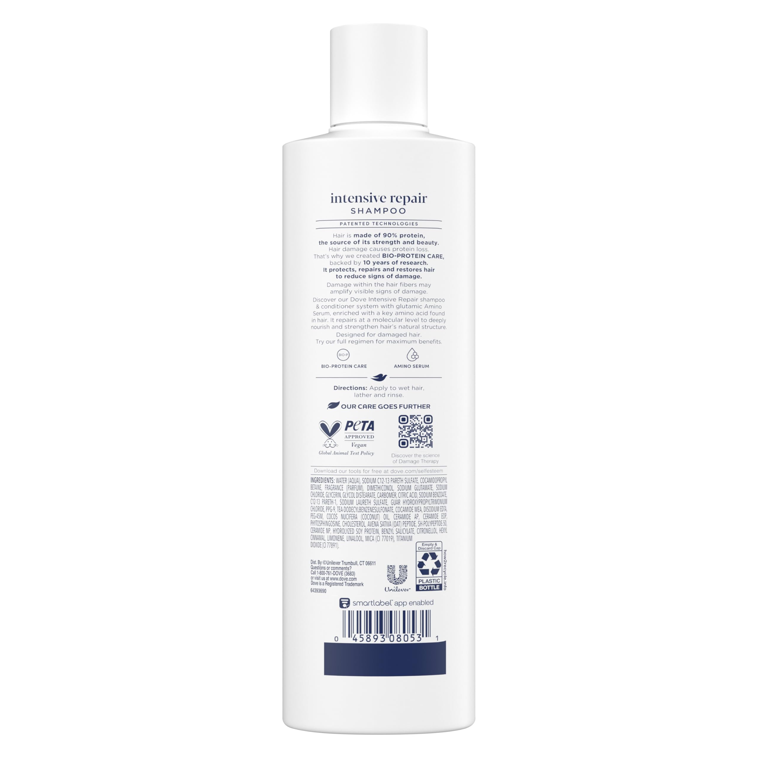 Dove Shampoo 4 count Intensive Repair for Damaged Hair with Bio-Protein Care Technology and Amino Serum 12 Fl Oz