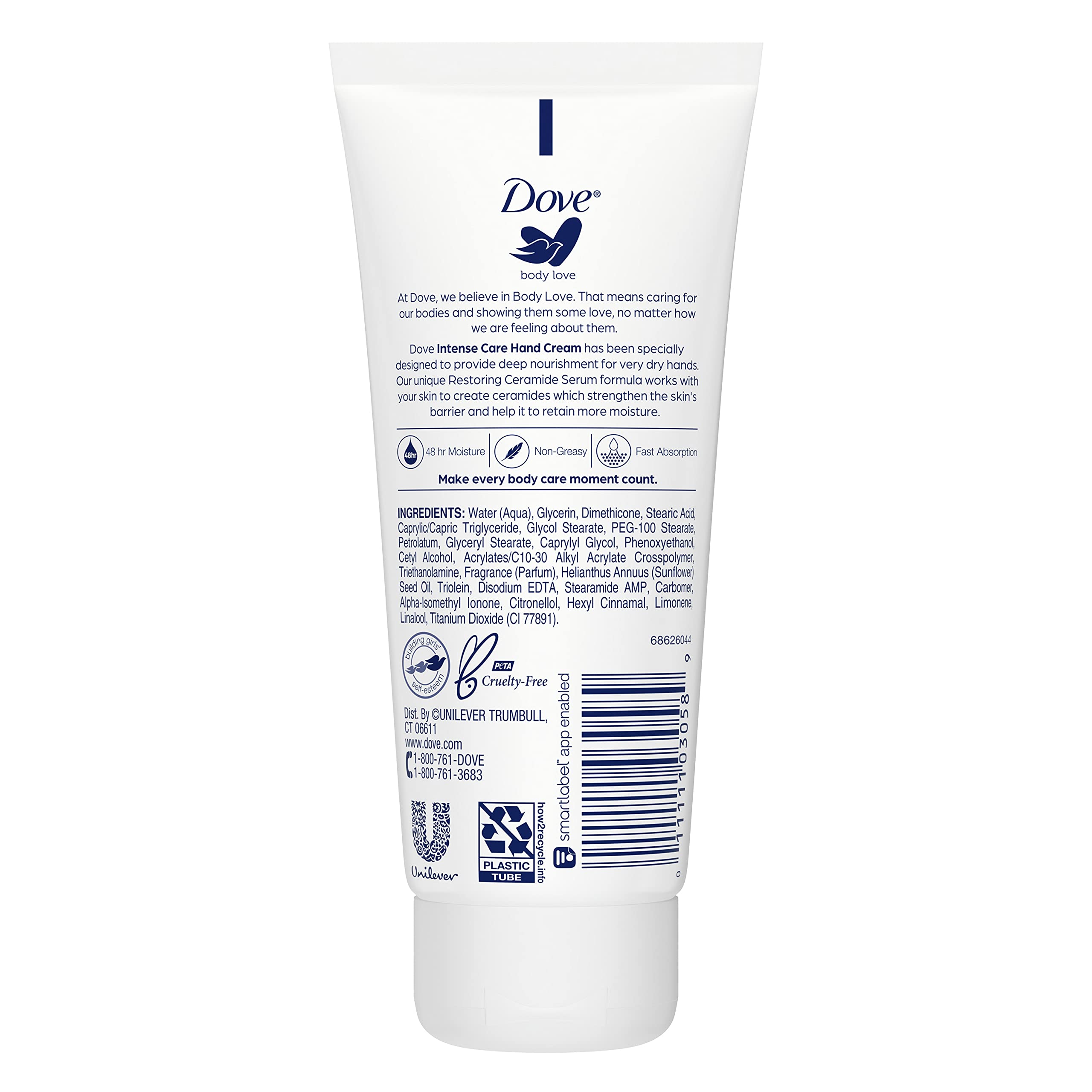 Dove Body Love Moisturizing Hand Cream for Rough or Dry Skin Intense Care Softens and Smoothes 3oz 4 Count