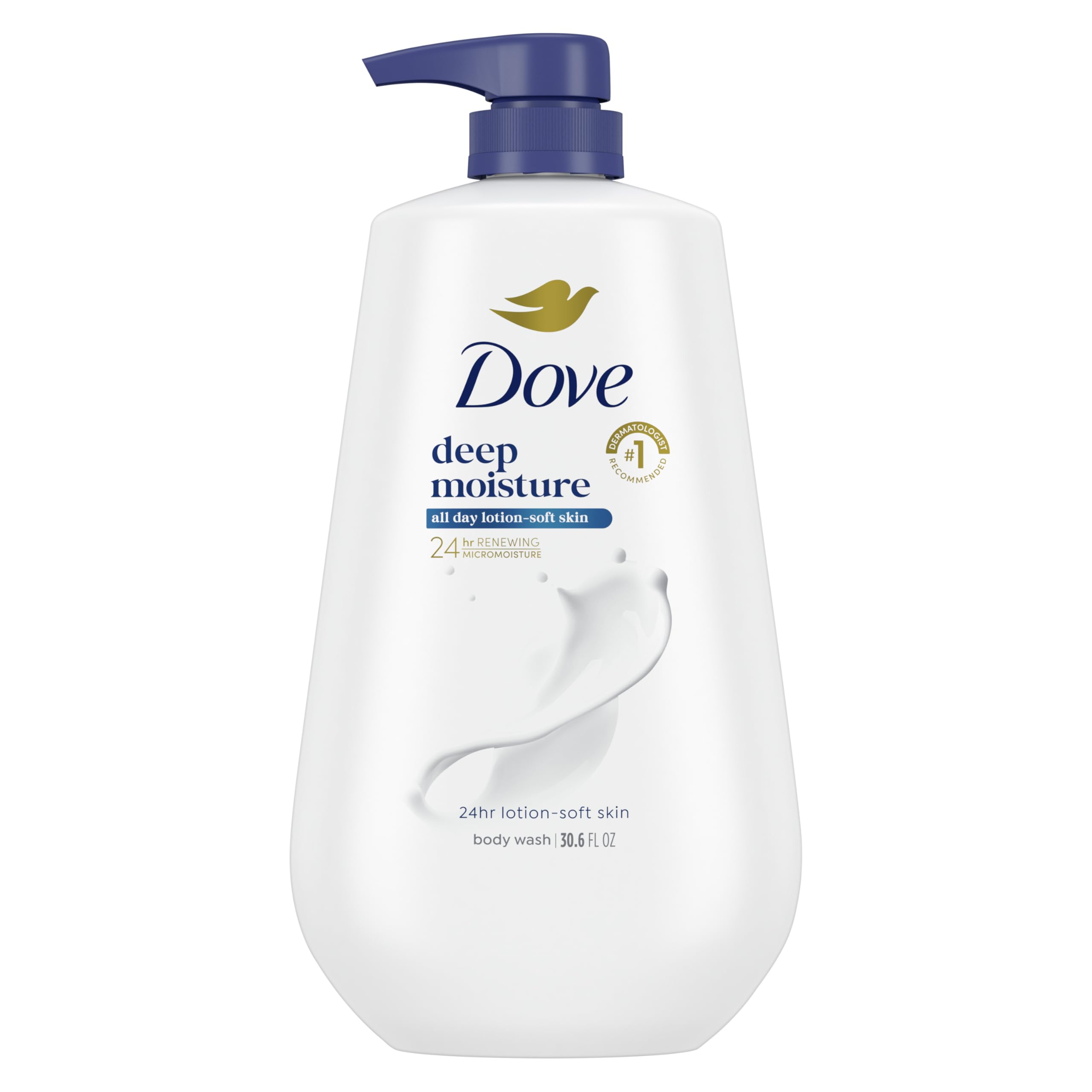 Dove Body Wash Deep Moisture for 24hr Lotion-Soft Skin Moisture Moisturizing Skin Cleanser with No Sulfates No Parabens 30.6 oz