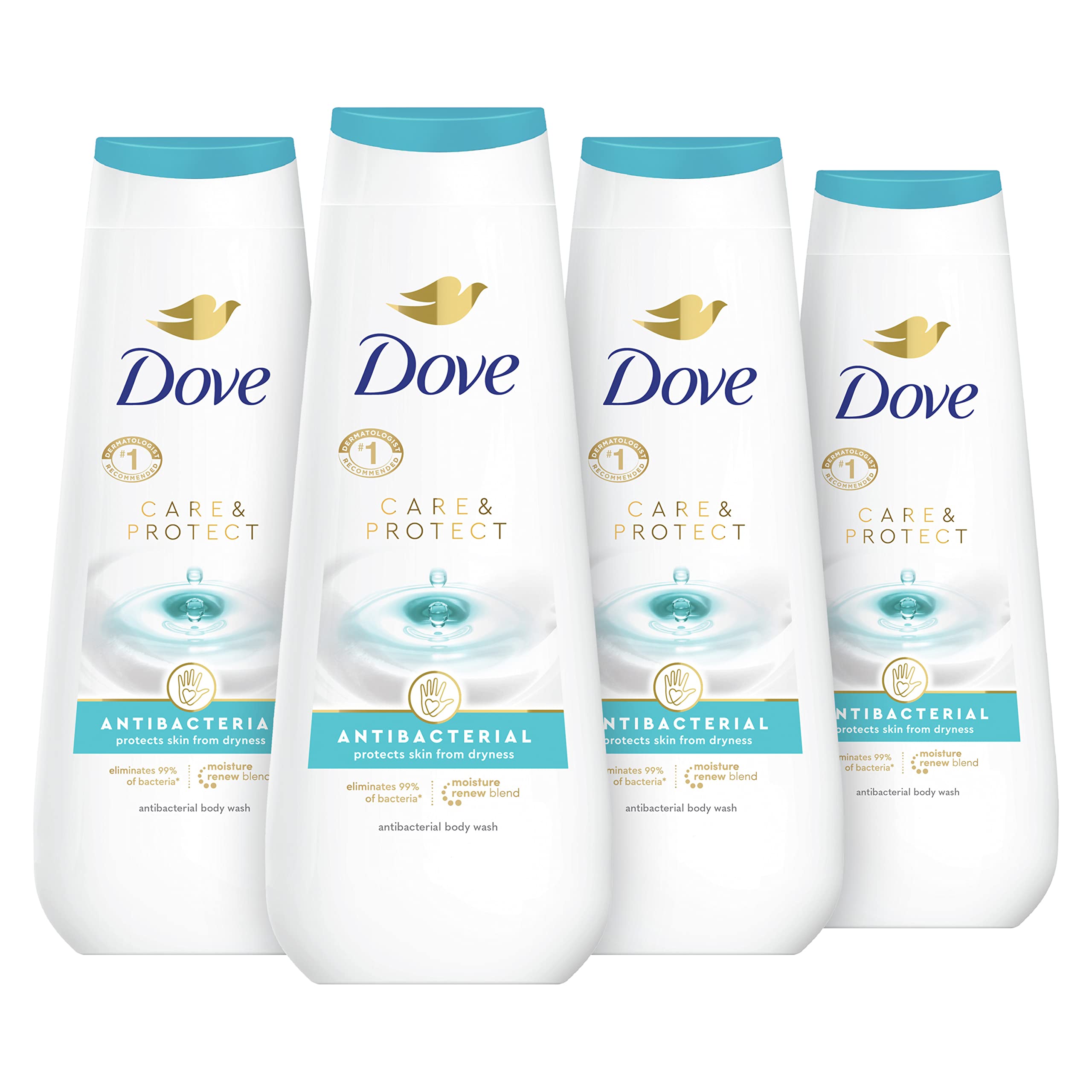 Dove Body Wash Care & Protect Antibacterial 4 Count For All Skin Types Protects from Dryness 20 oz