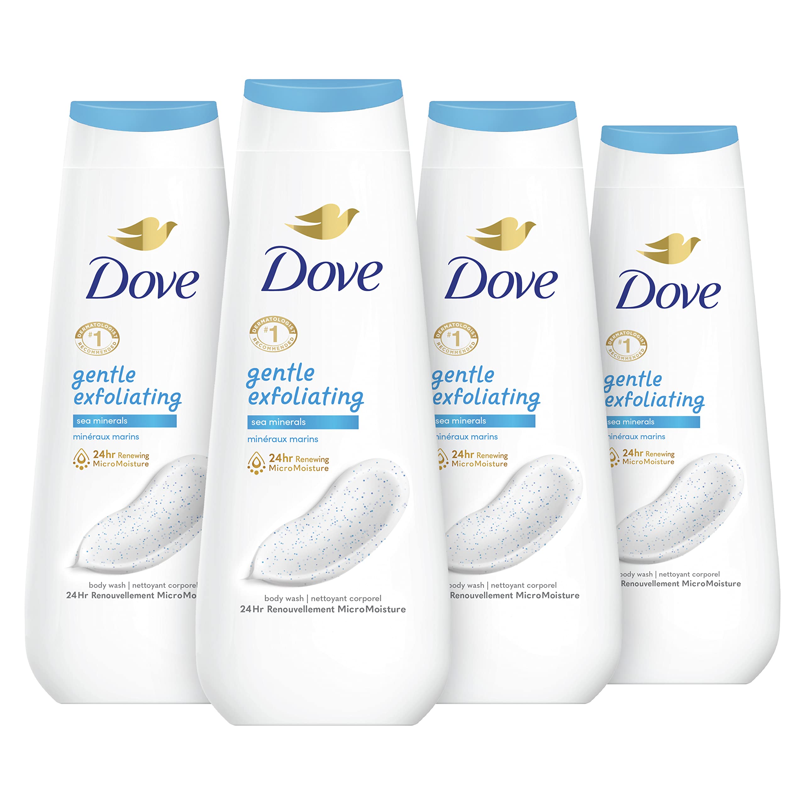 Dove Body Wash Gentle Exfoliating With Sea Minerals 4 Count Instantly Reveals Visibly Smoother Skin Cleanser That Effectively Washes Away Bacteria While Nourishing Your Skin 20 oz