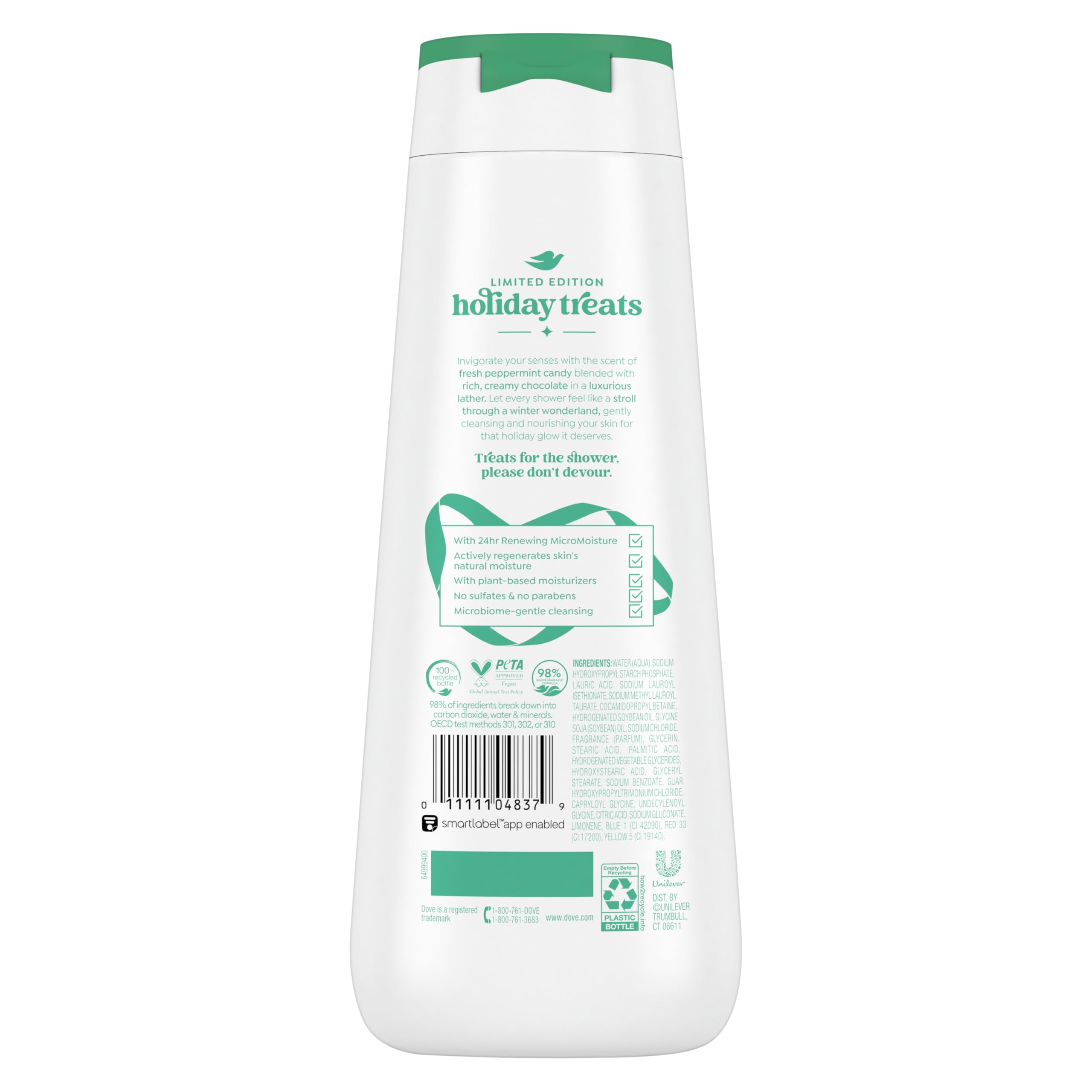 Dove Limited Edition Holiday Treats Body Wash Peppermint Bark for Deep Nourishment 20 oz