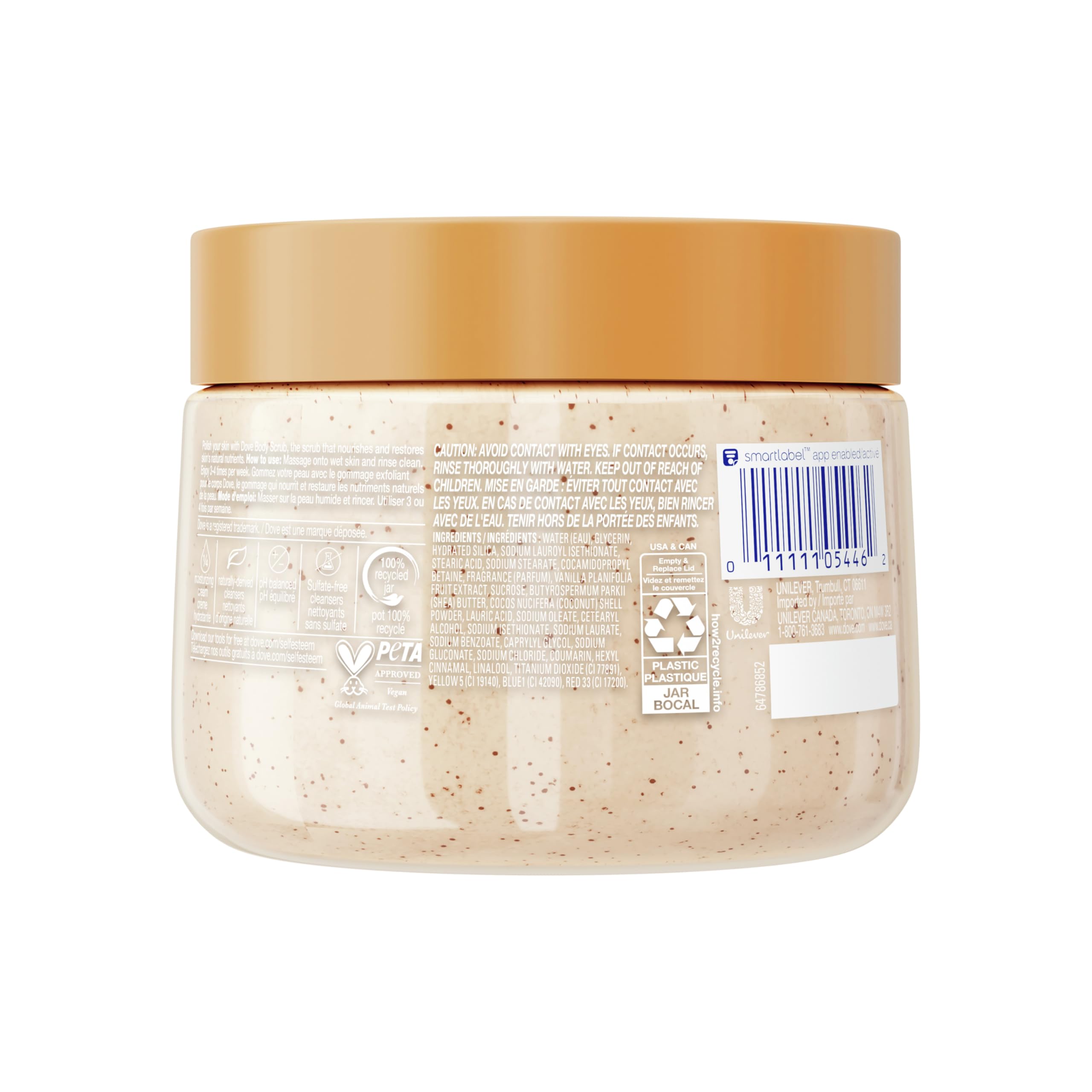 Dove Vanilla Sugar & Shea Butter Body Scrub Exfoliates and Deeply Nourishes for Smooth, Radiant Skin 15 oz