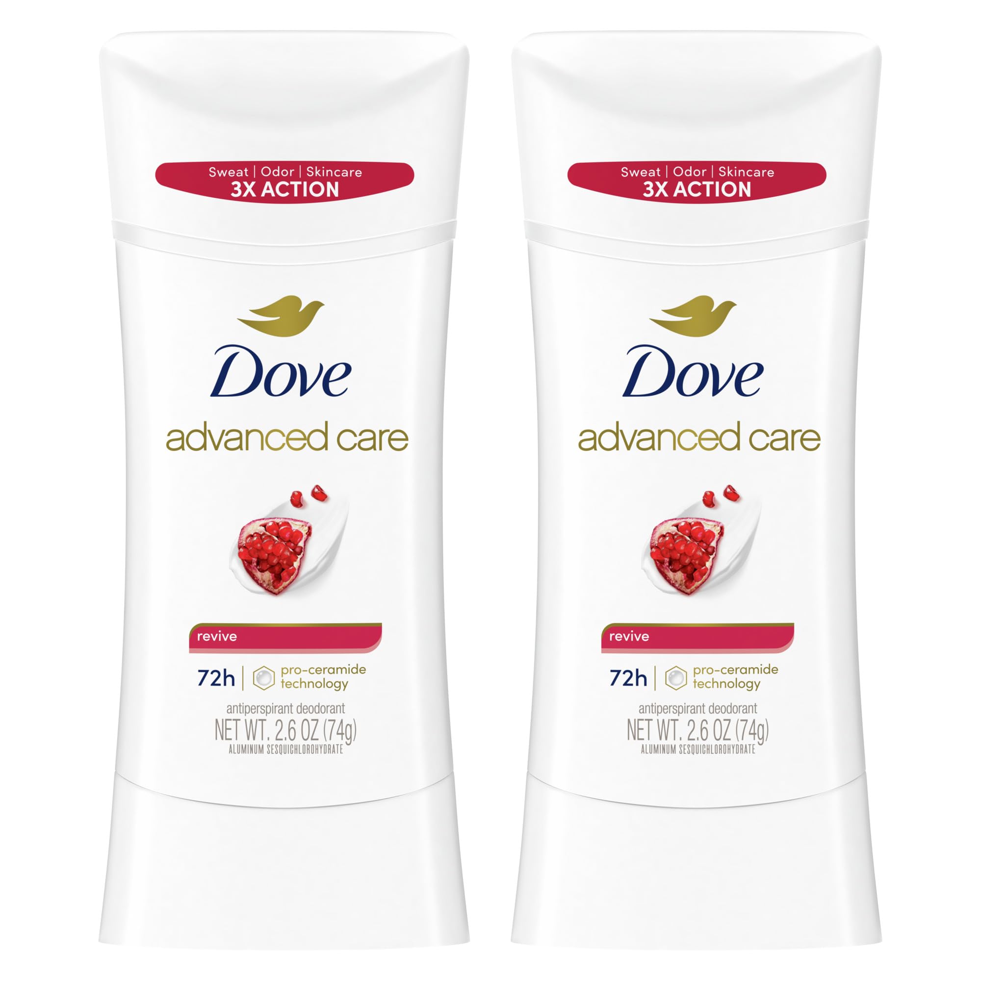 Dove Advanced Care Antiperspirant Deodorant for Women Twin Pack Revive 72 hour sweat and odor protection 2.6 oz (Packaging May Vary)