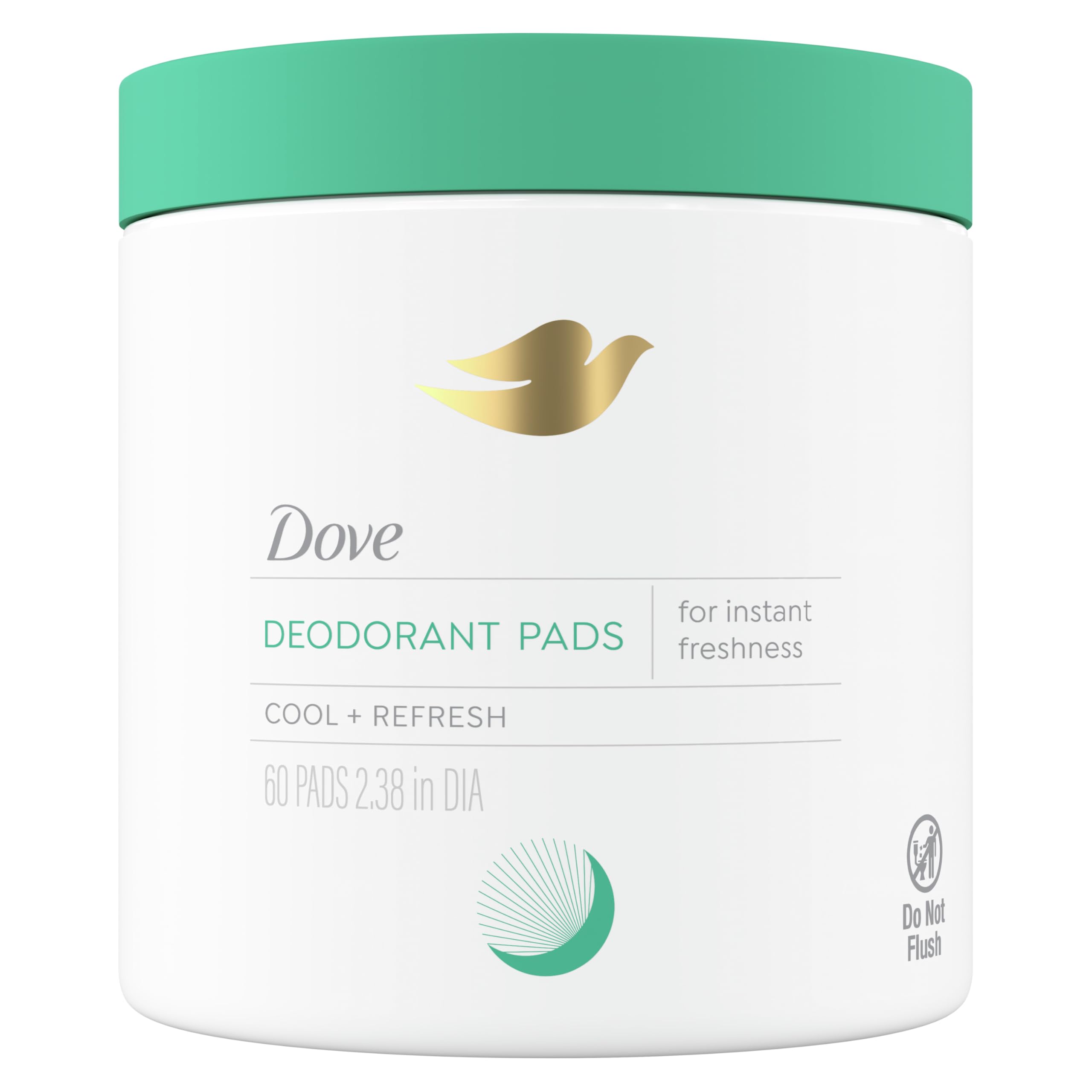 Dove Deodorant Pads for Women 60 Pads Neutralize Odor on-the-go made with Glycolic Acid to Cool and Refresh Under Arms
