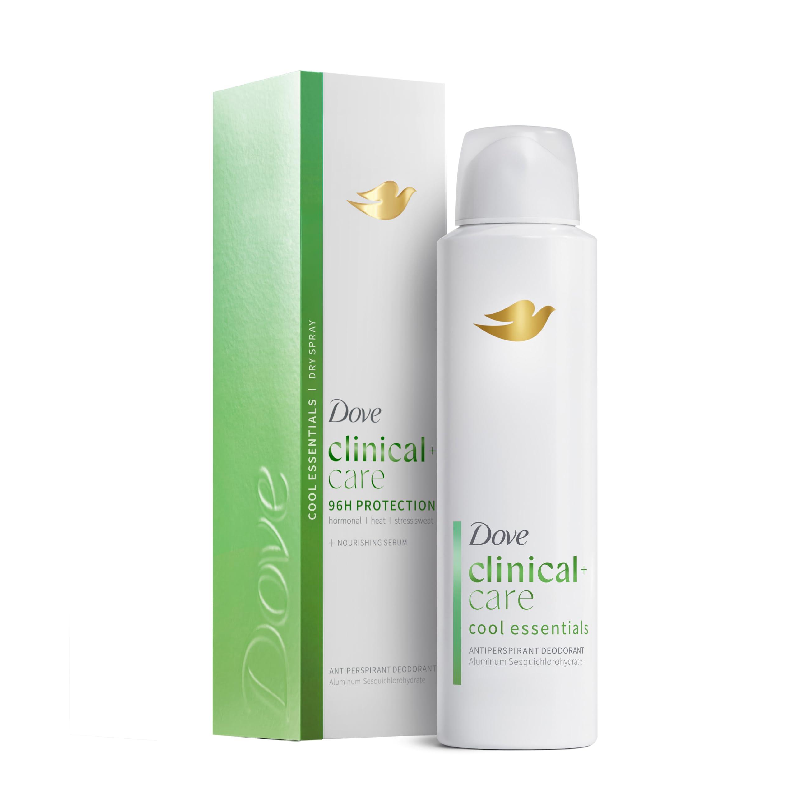 Dove Clinical + Care Antiperspirant Cool Essentials Dry Spray Deodorant for Women with Nourishing Serum – 96HR Sweat Protection 3.8 oz